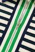 Striped Contrast Collar Quarter Zip Polo Long Sleeve Top